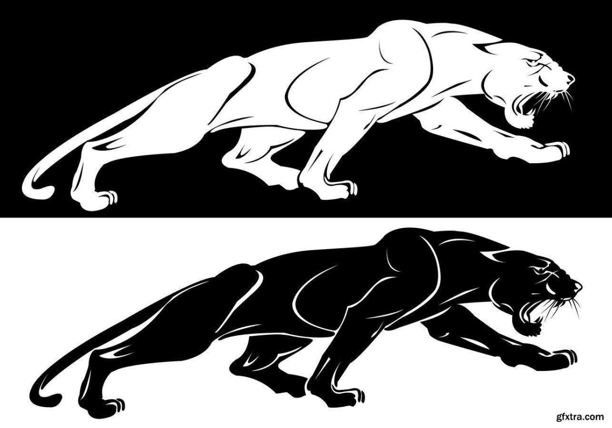 Пантера в прыжке тату