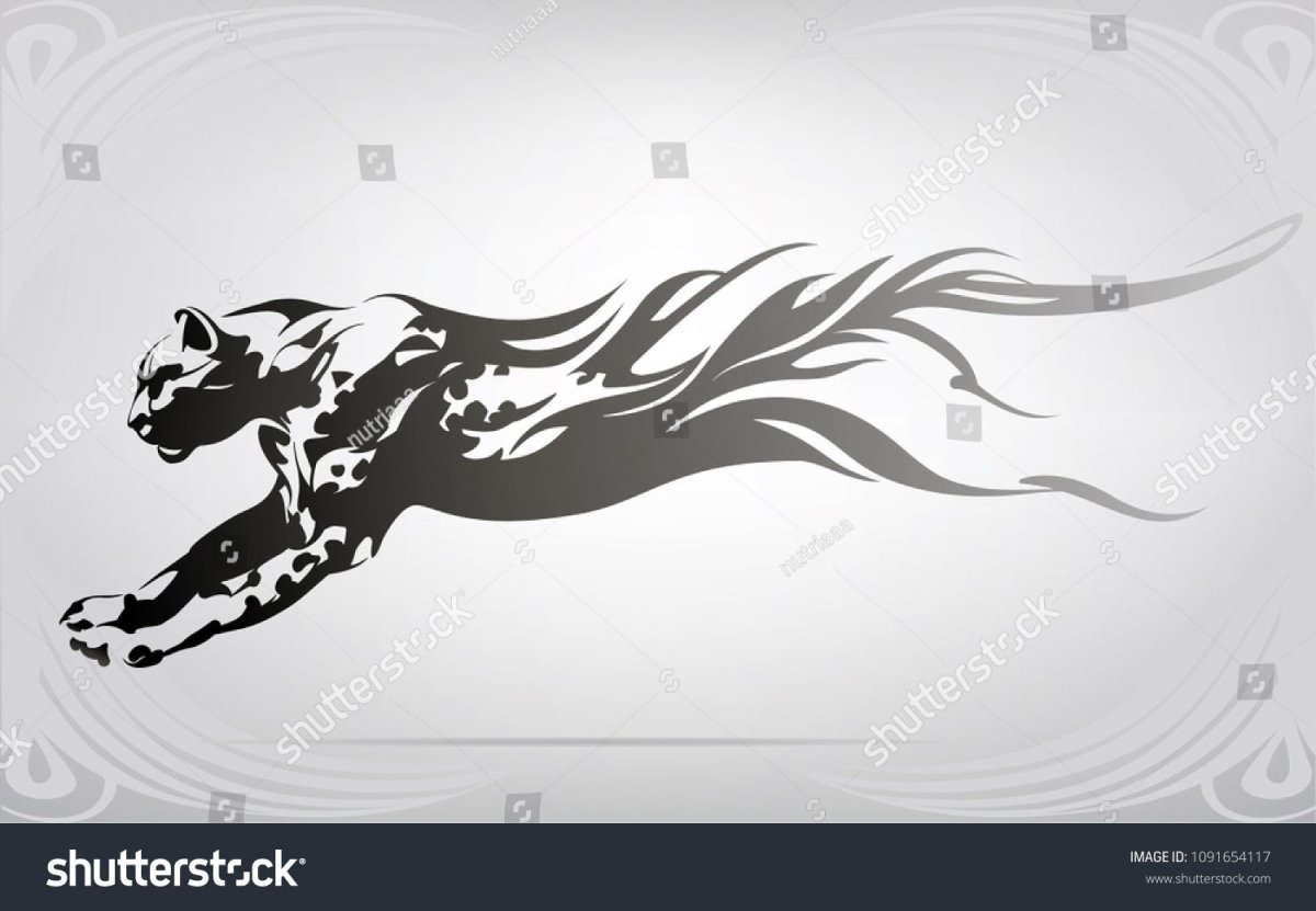 Барс в прыжке вектор