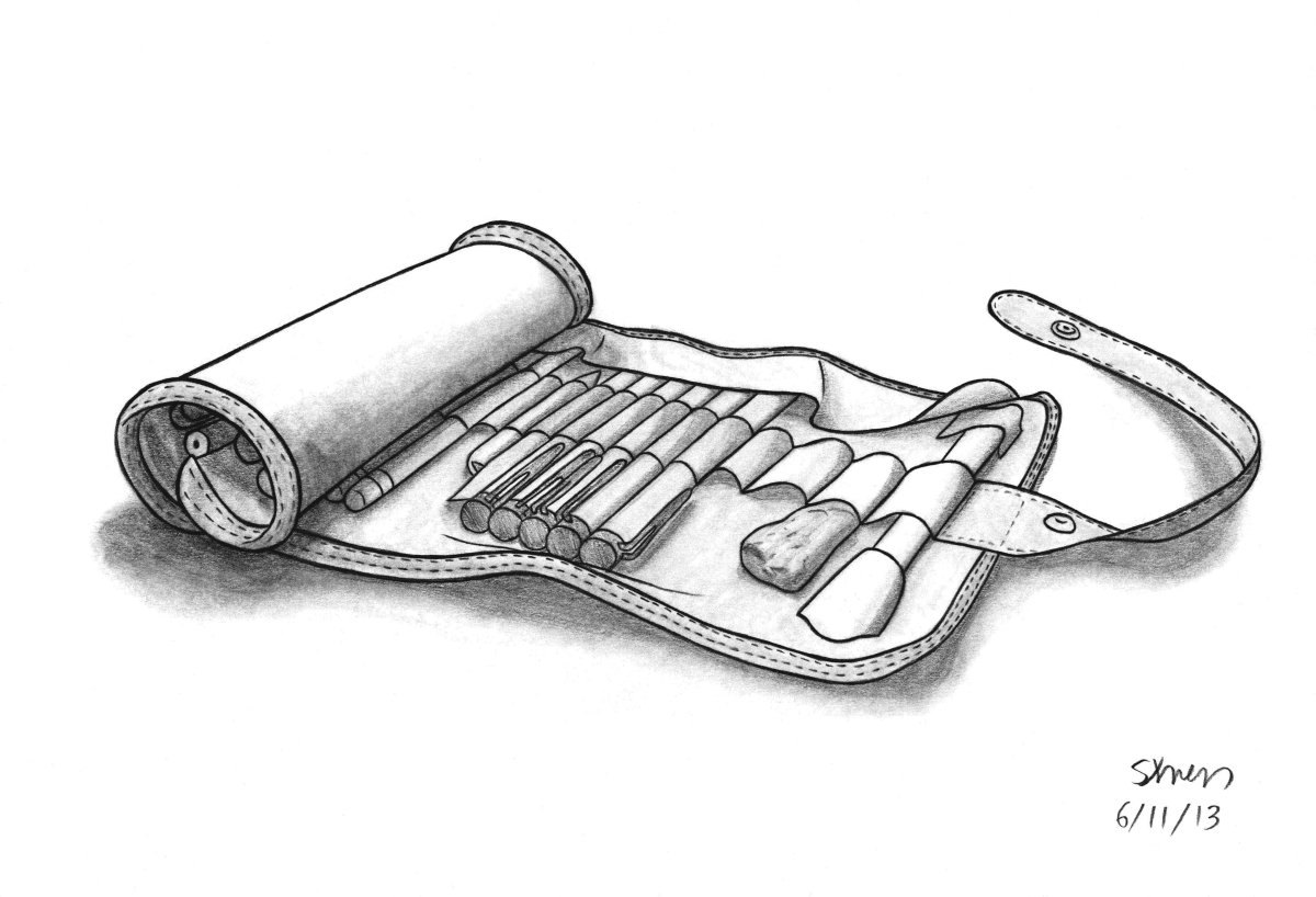 Школьные принадлежности карандашом