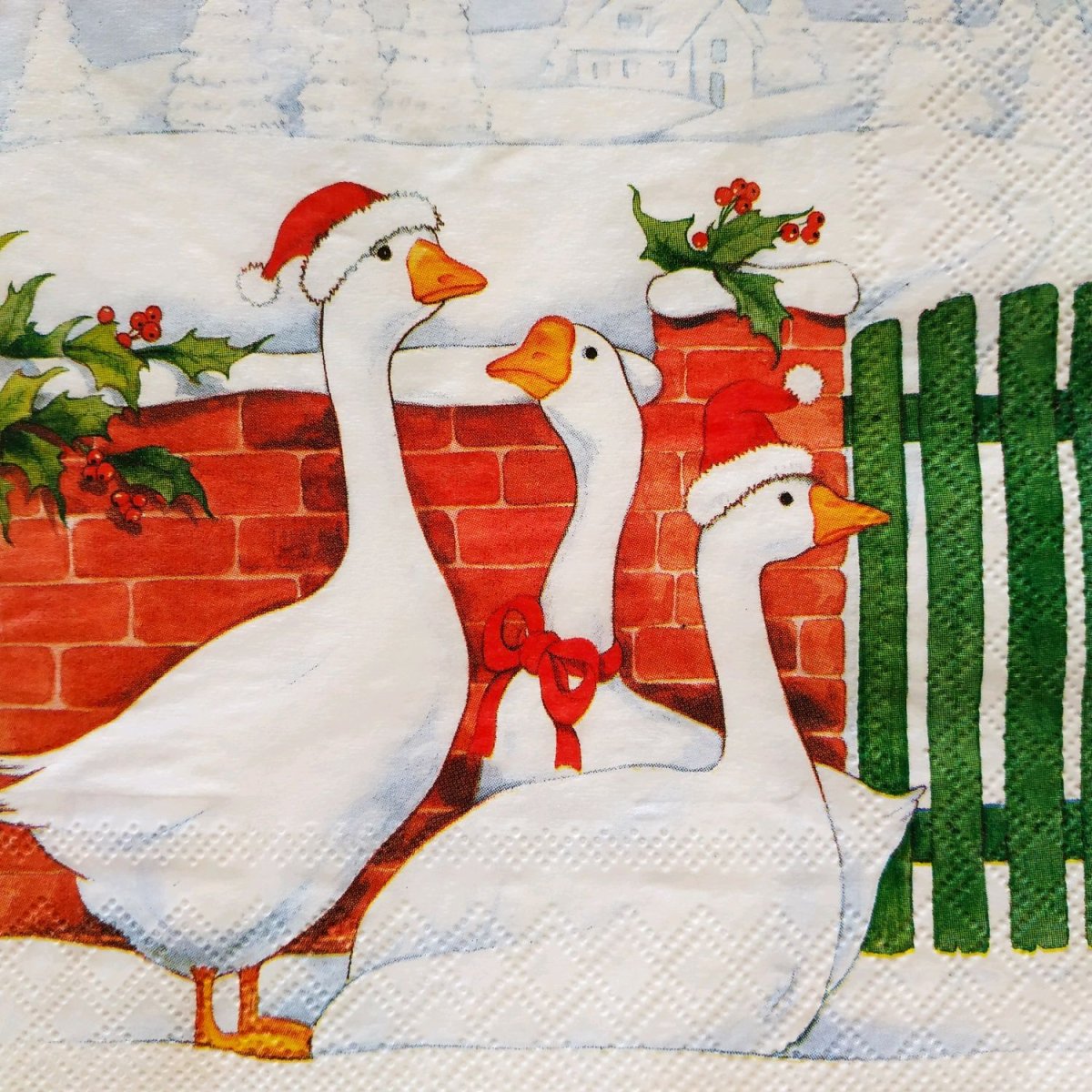 Салфетки с гусями новогодние для декупажа