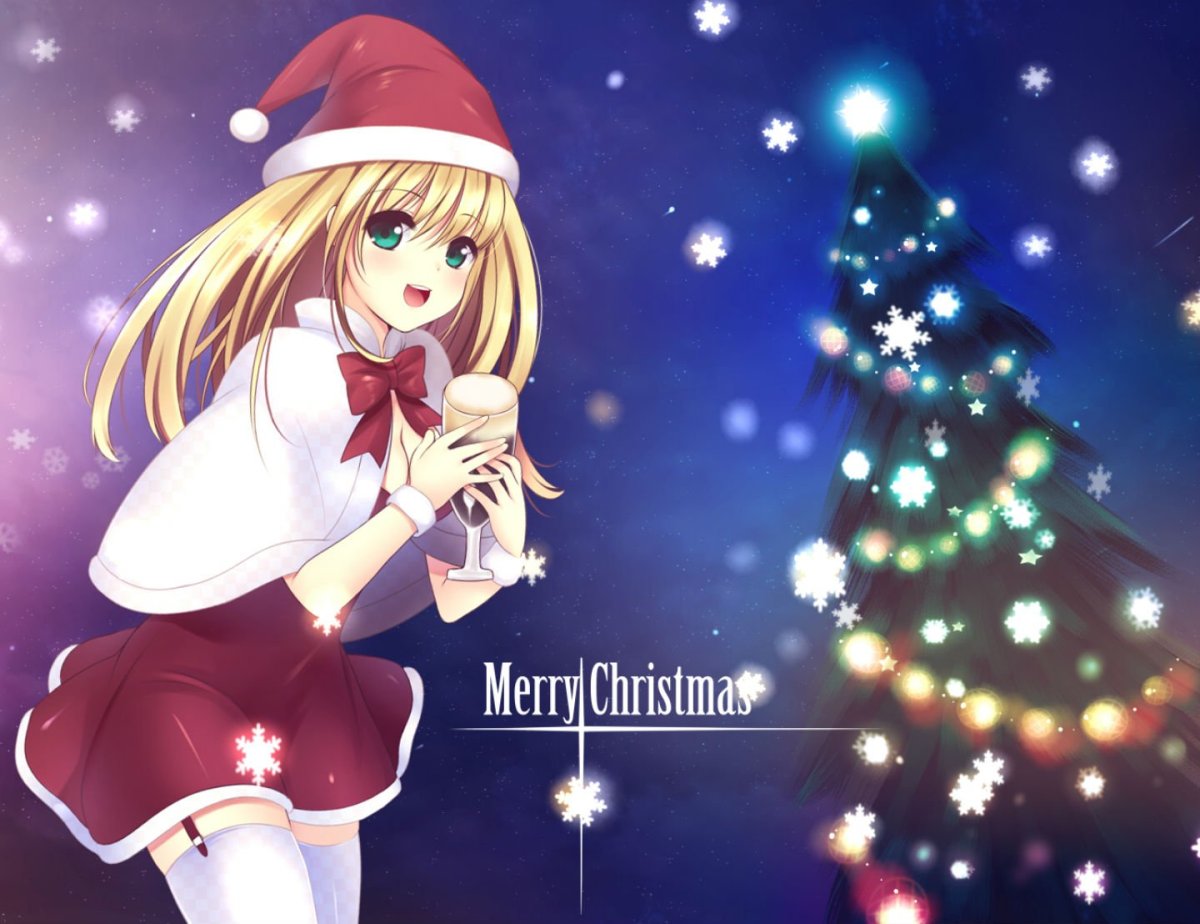 Аниме новый год блондинка