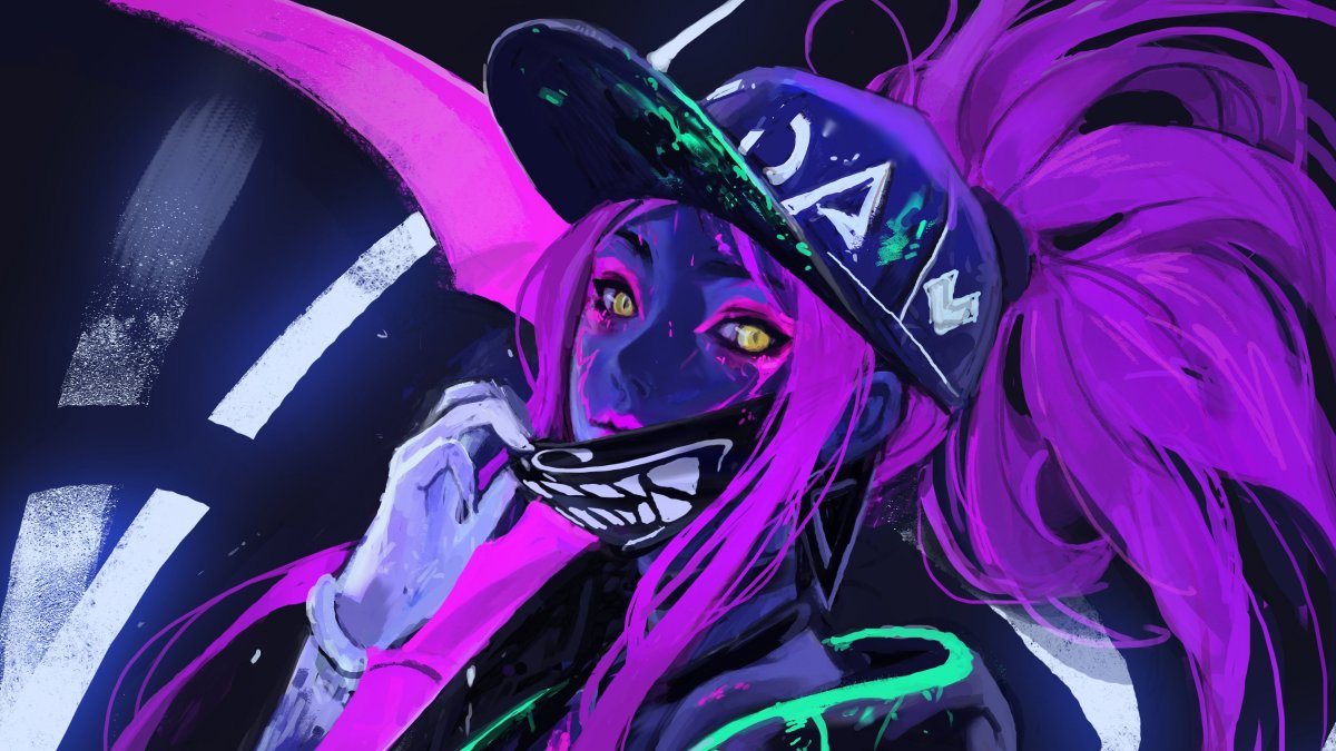 Akali k/da неон маска