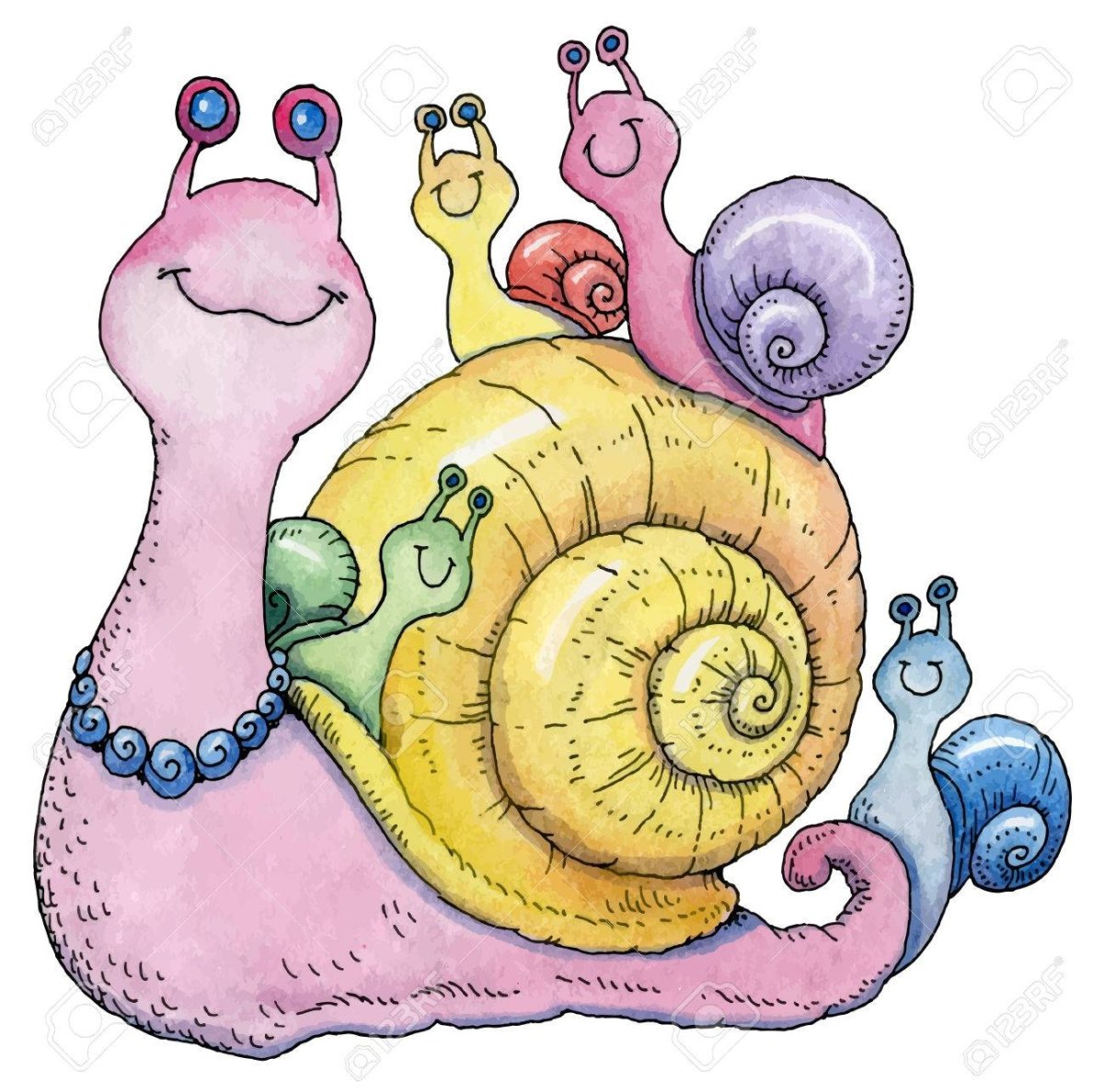 Улитка на белом фоне для детей