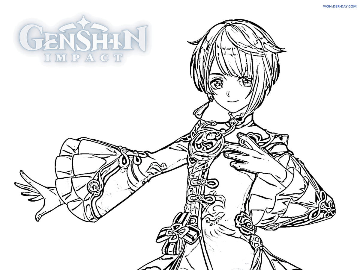 Сяо Геншин раскраска