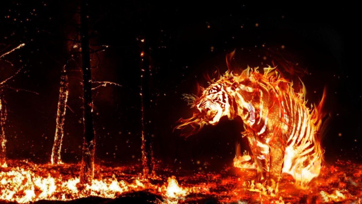 Красивая девушка в огне