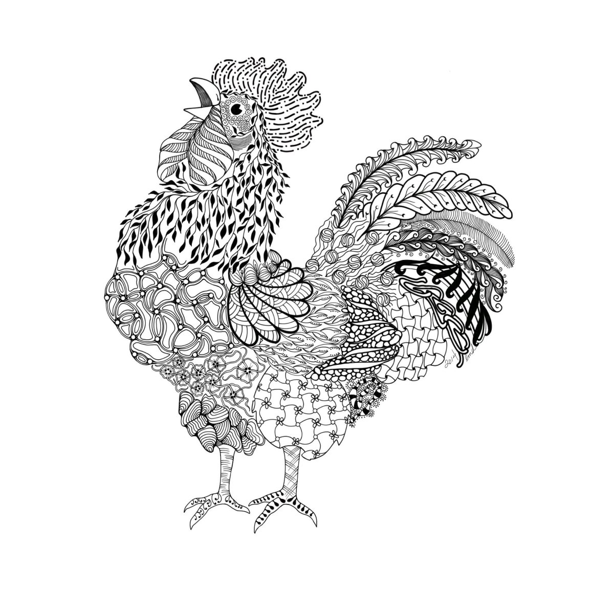 Петух раскраска