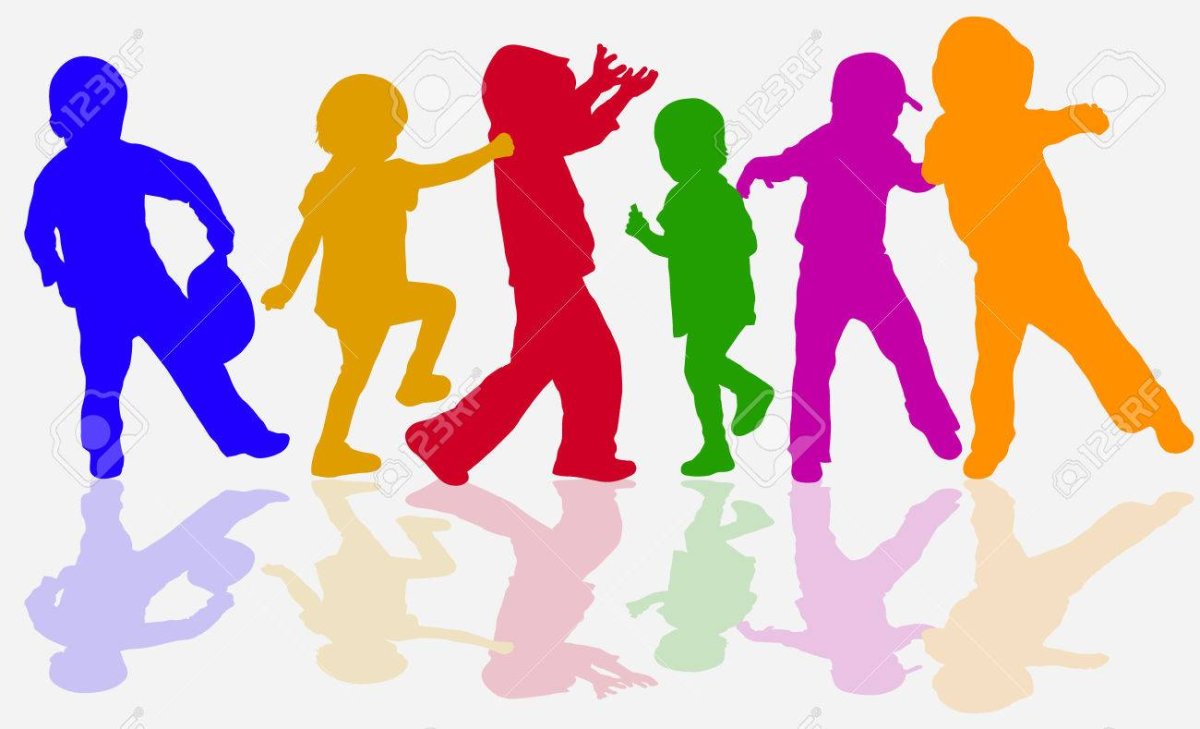 Цветные силуэты детей в садике