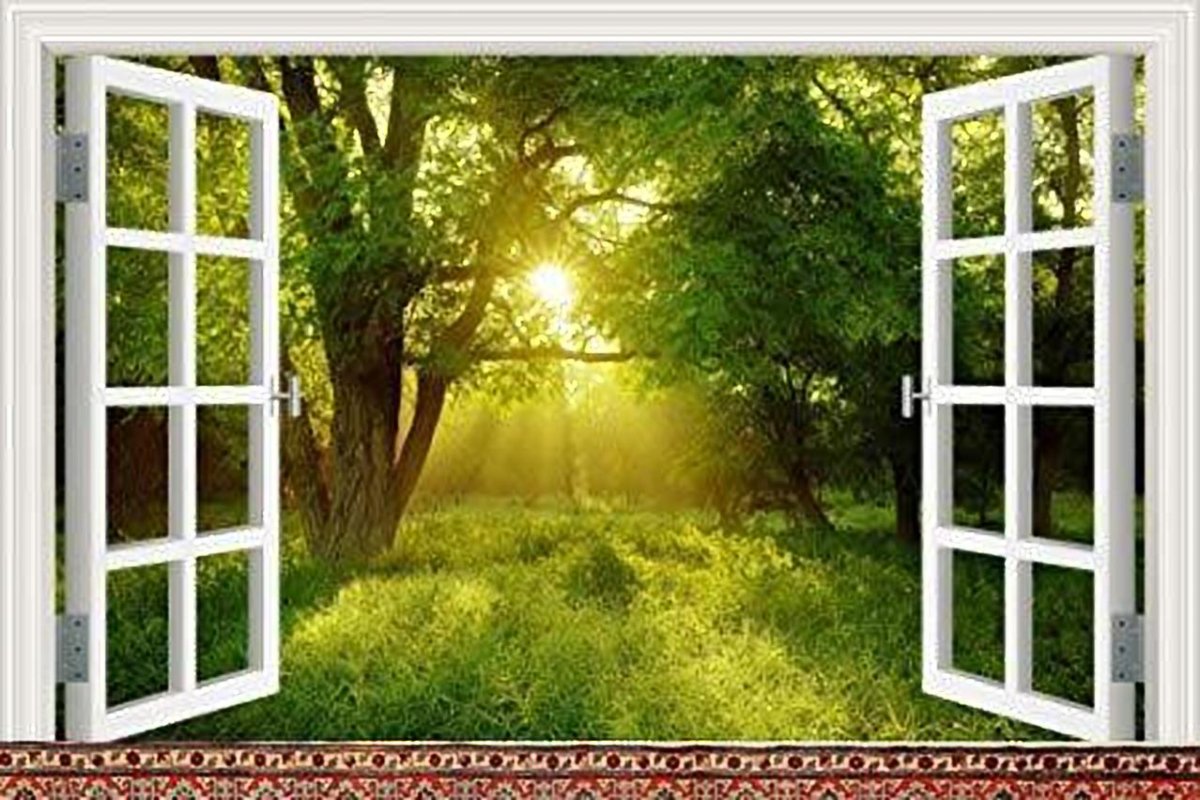 Окно с пейзажем вектор