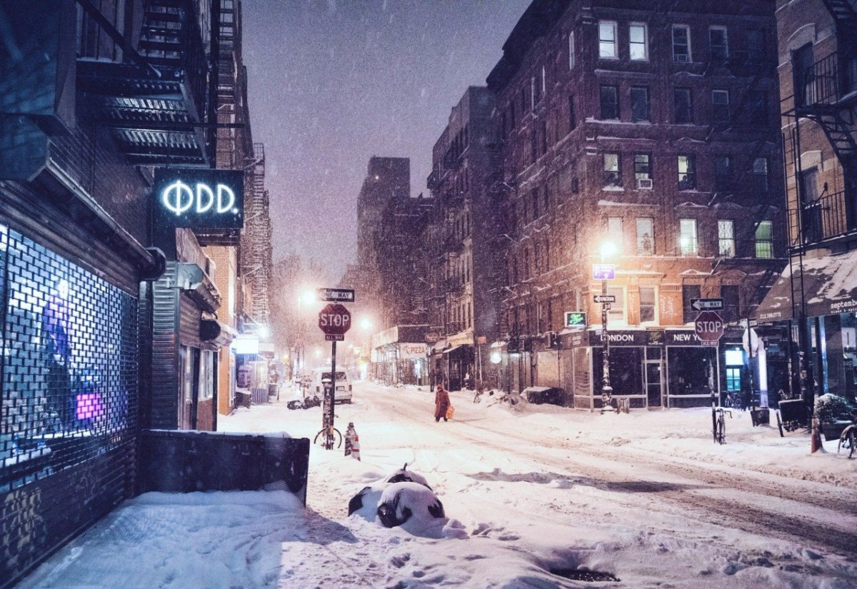 Нью-Йорк улица Бруклин зима