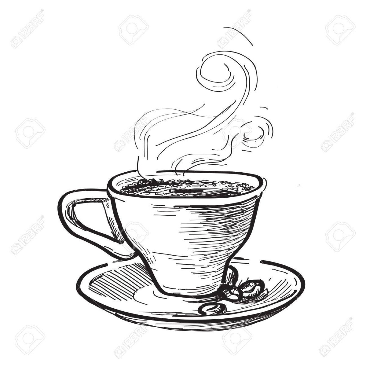 Кофе черно белая Графика