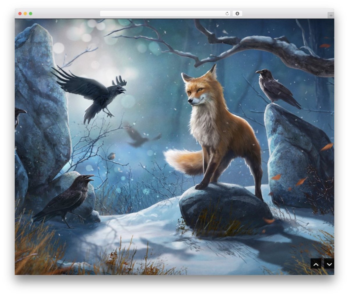 Лиса в лесу арт