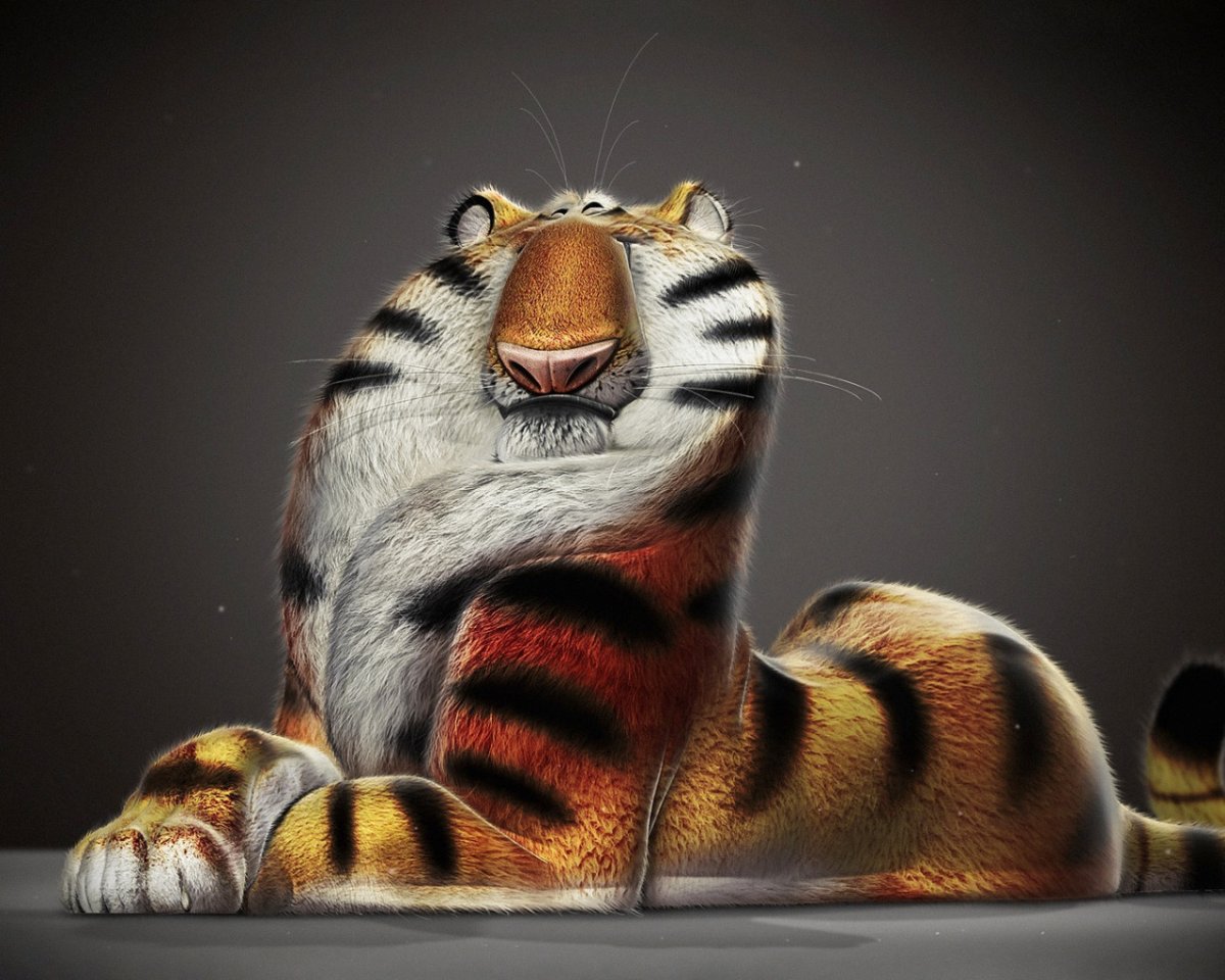 Пухлый тигр арт японский