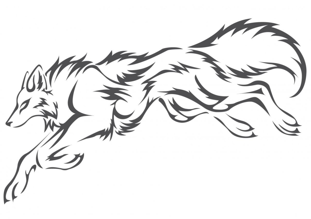 Волк тату трафарет