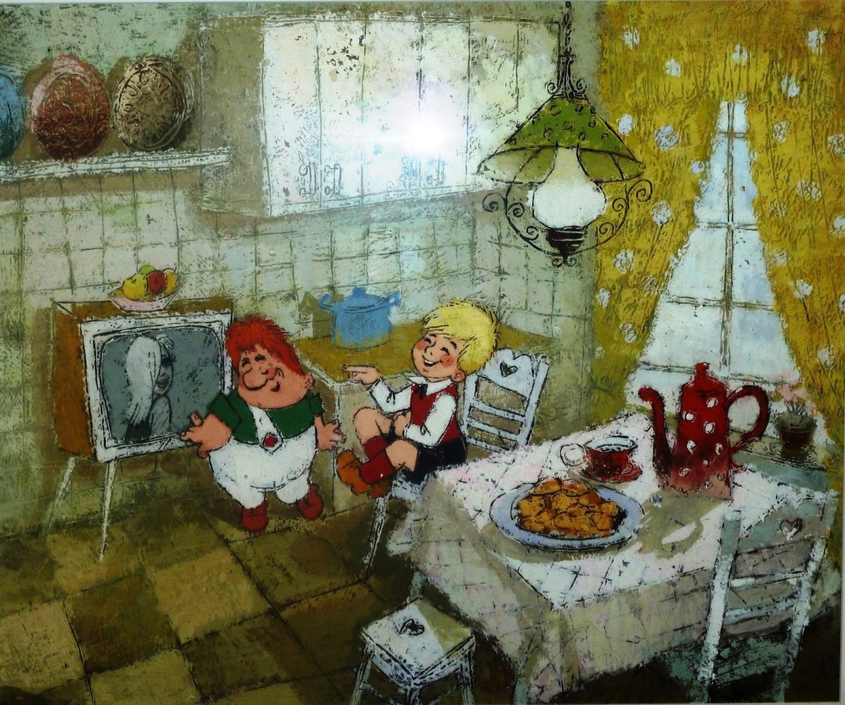 Карлсон с кружкой пива