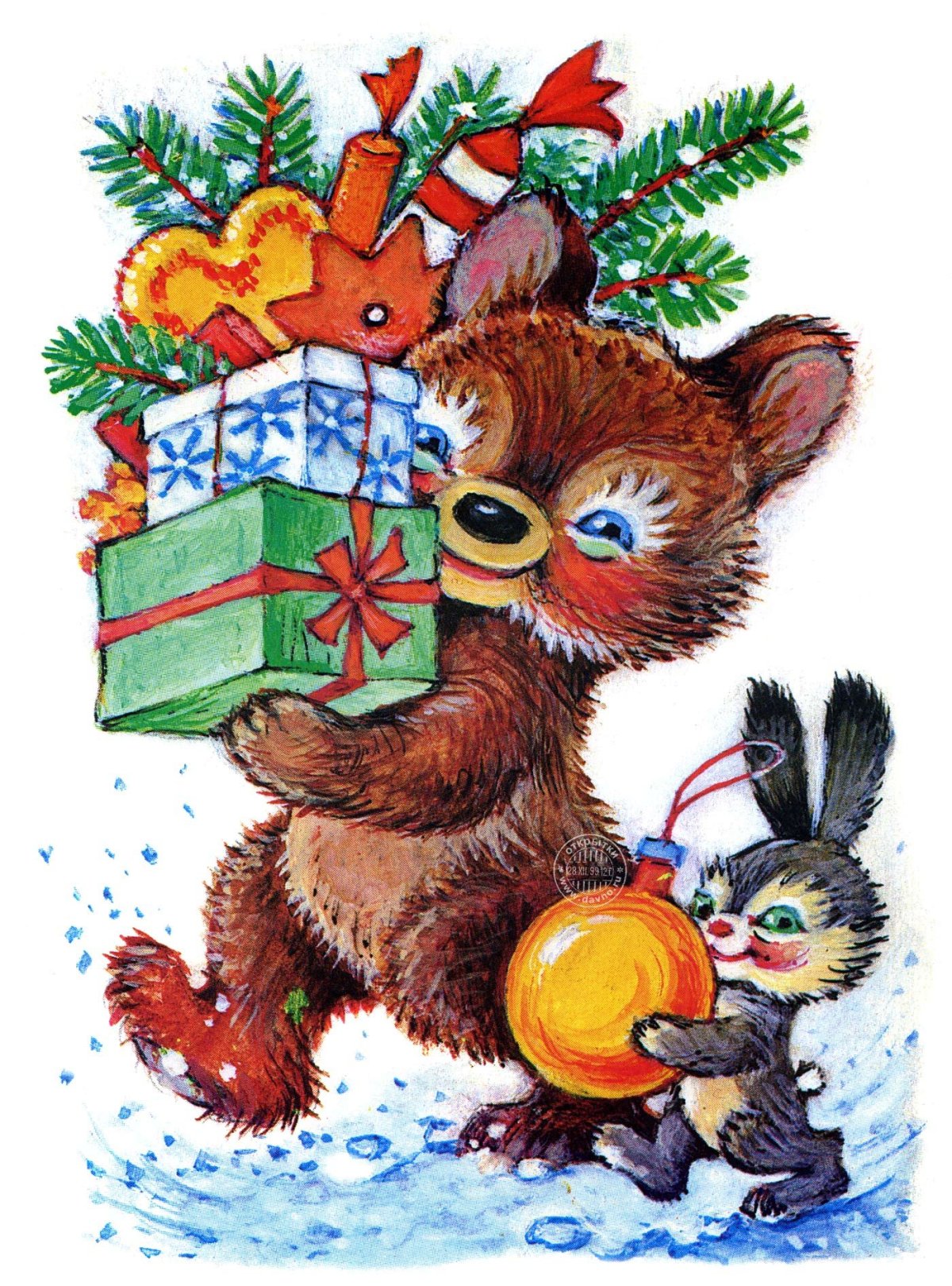 Советские новогодние открытки с зайчиком