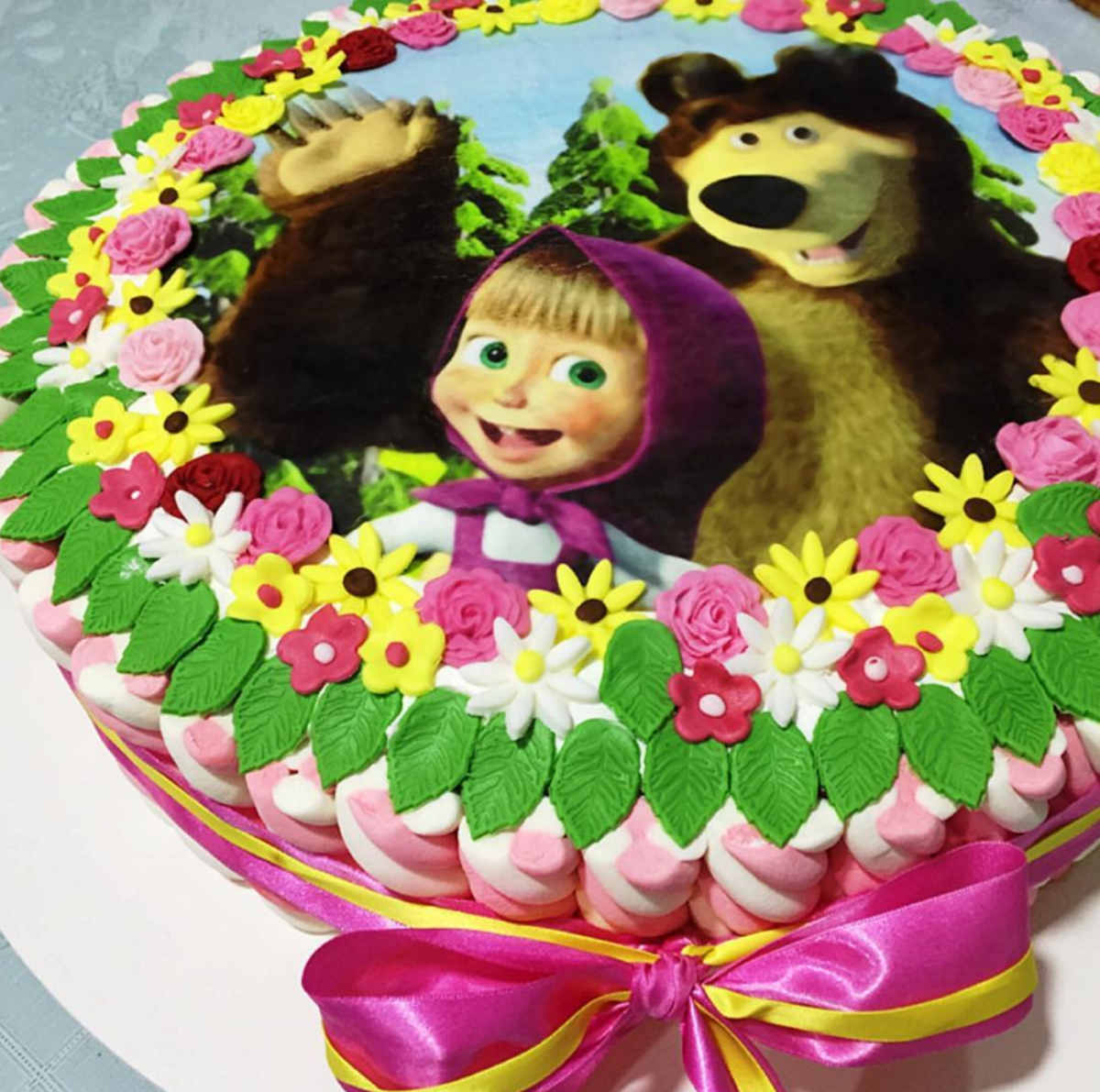 Детские тортики на 2 годика девочке с Машей и медведем