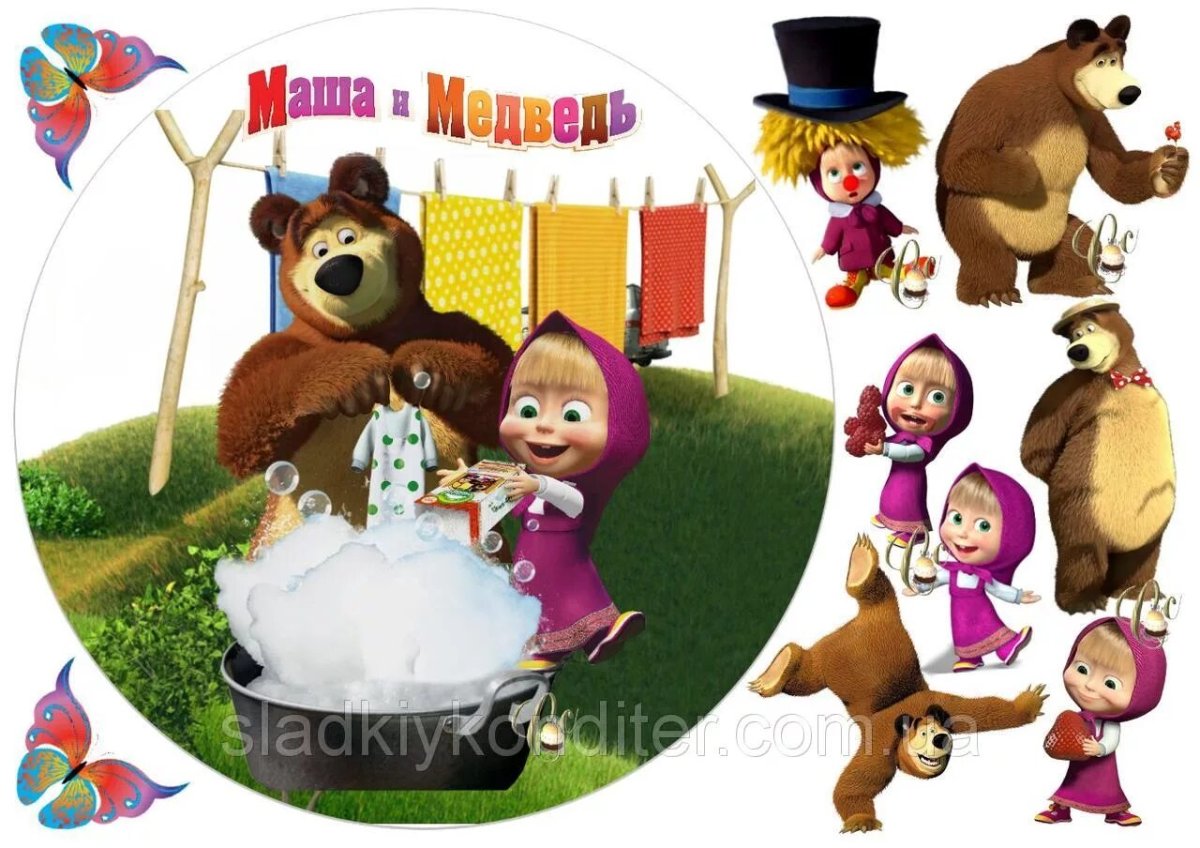 Маша и медведь на сахарной бумаге