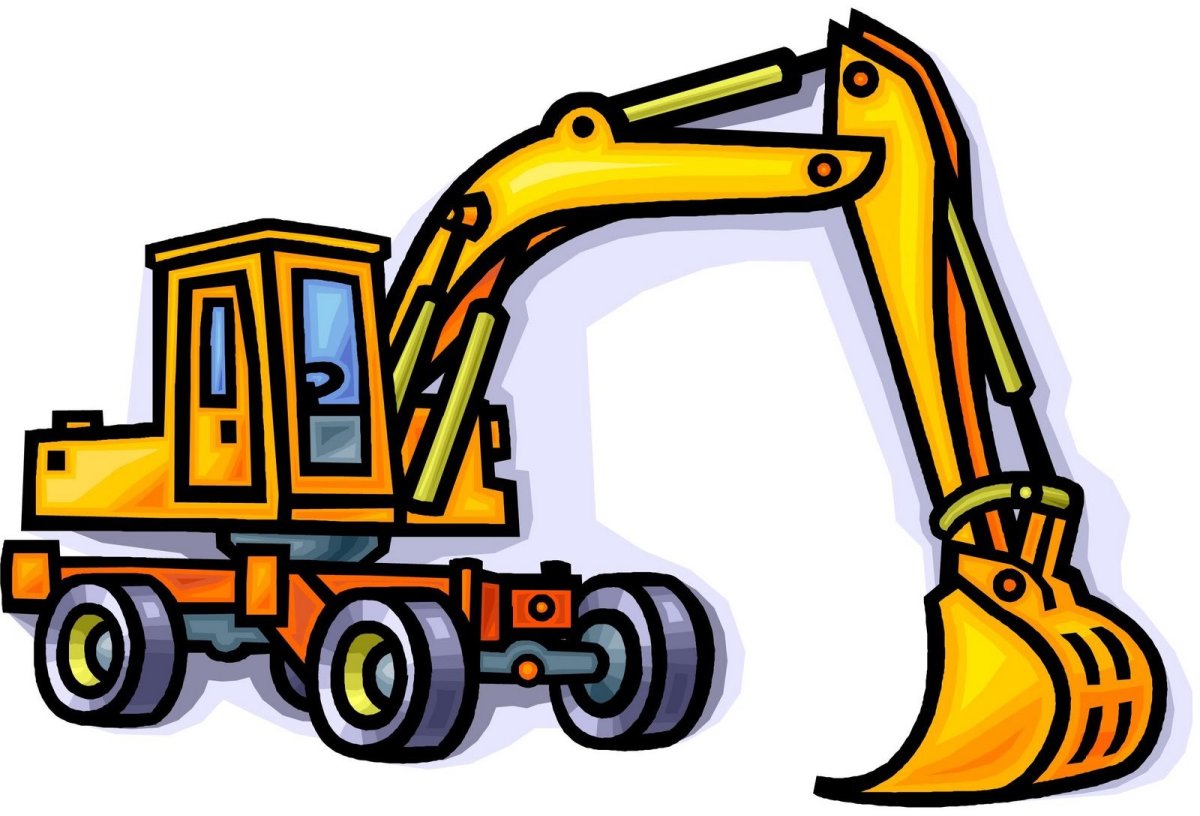 Экскаватор и самосвал вектор