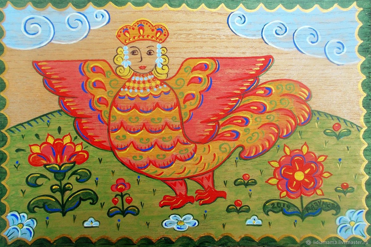 Алконост птица в росписи