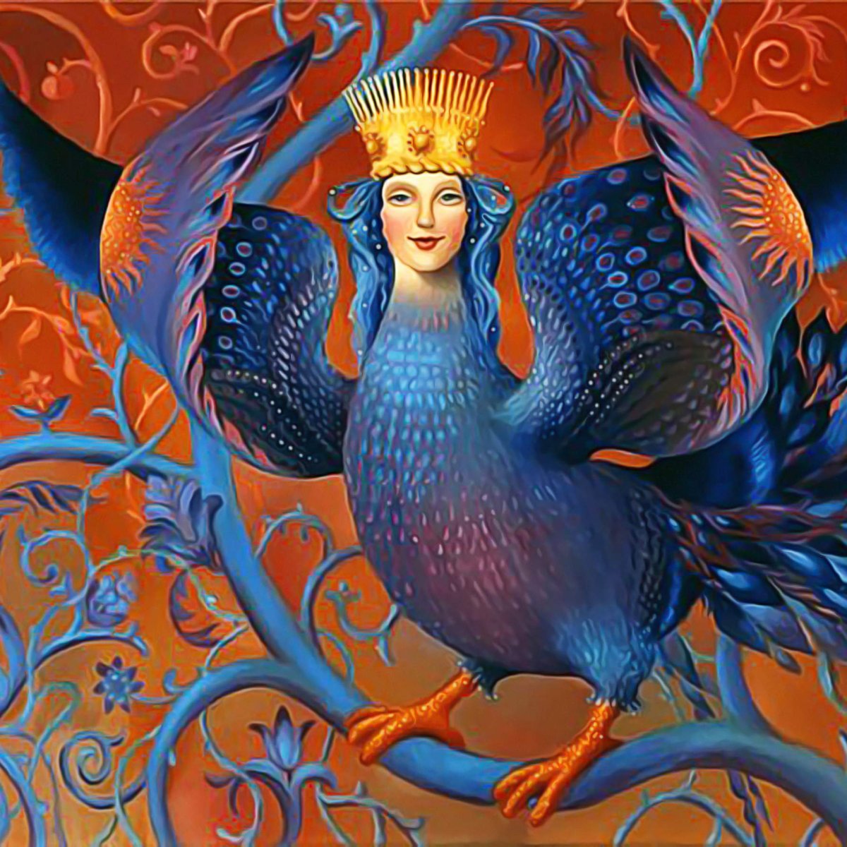 Птица алконост батик