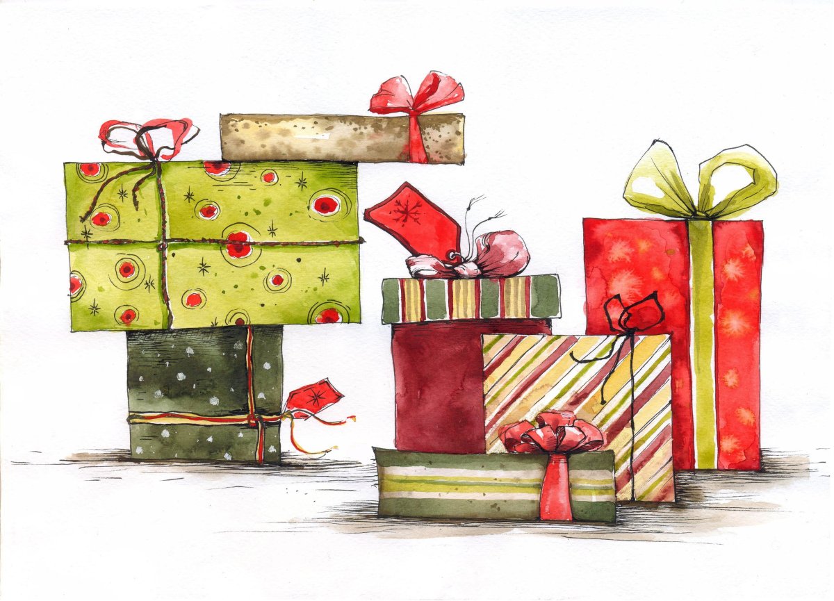 Подарок акварель