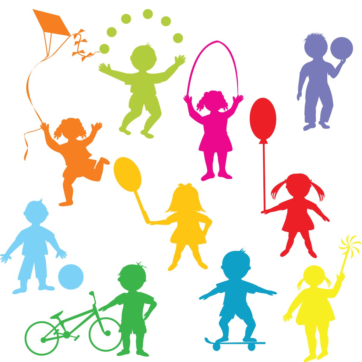 Силуэты детей в детском саду