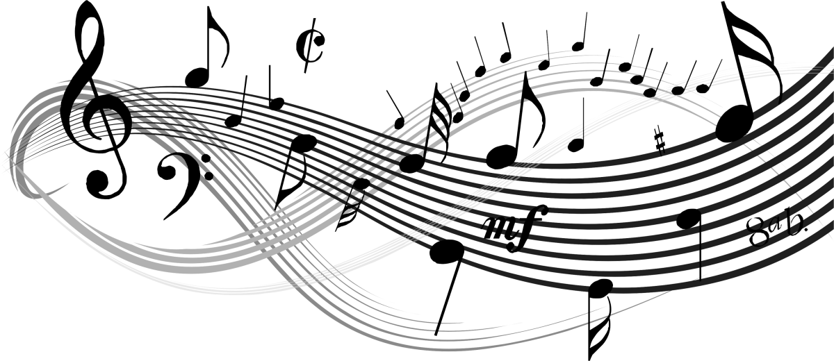 Нотная дорожка на прозрачном фоне