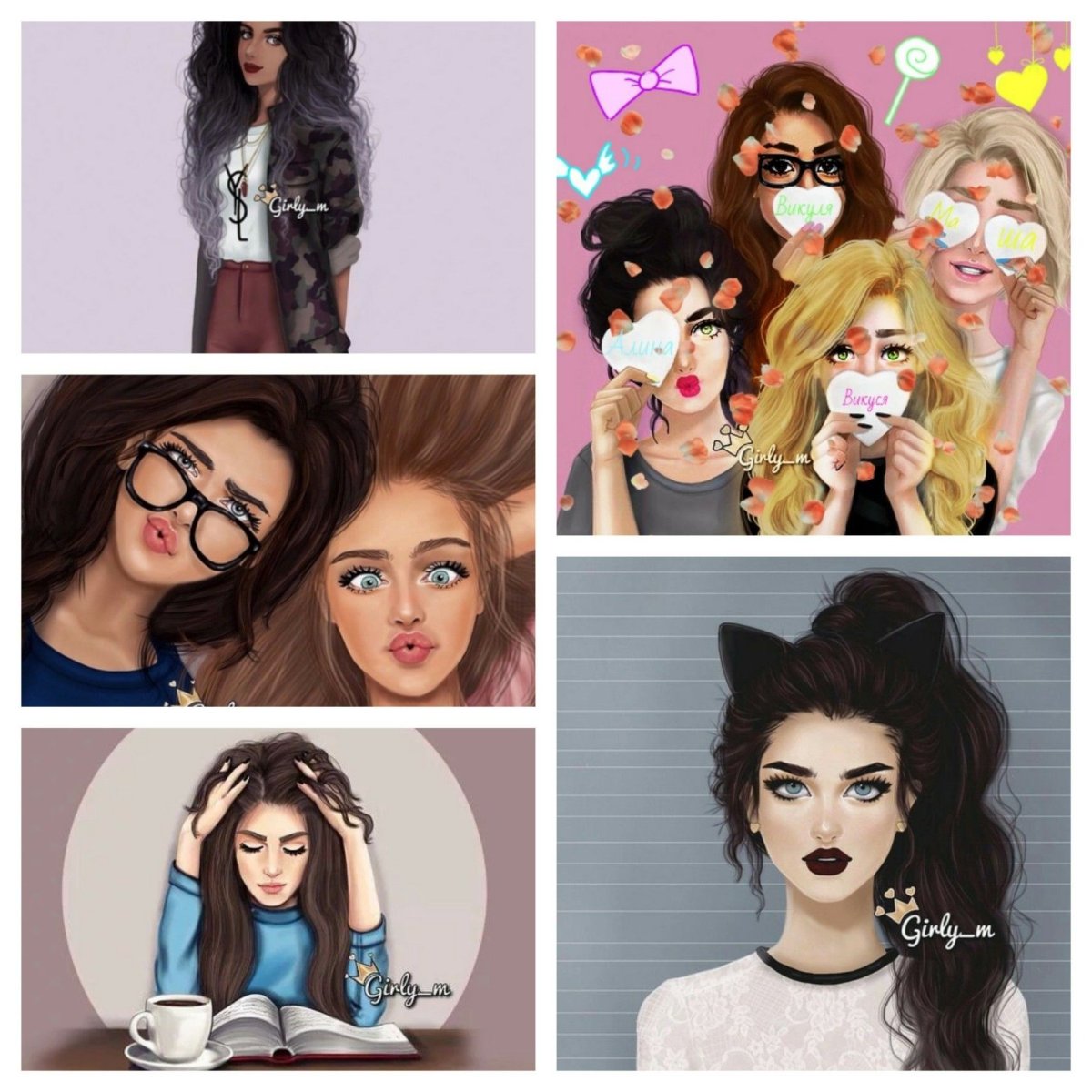 Подруги в мультяшном стиле