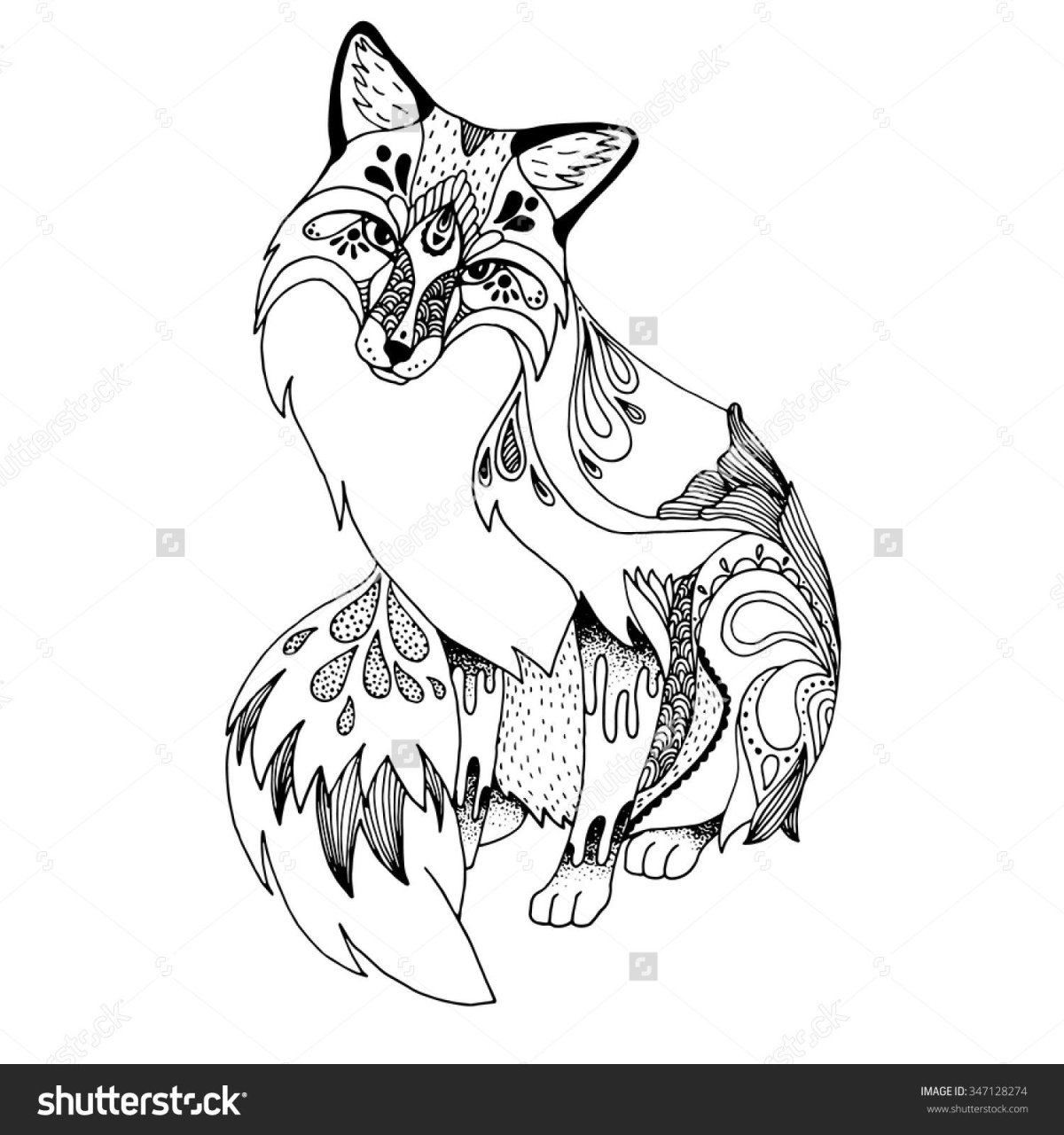 Тату эскизы лисы с контуром