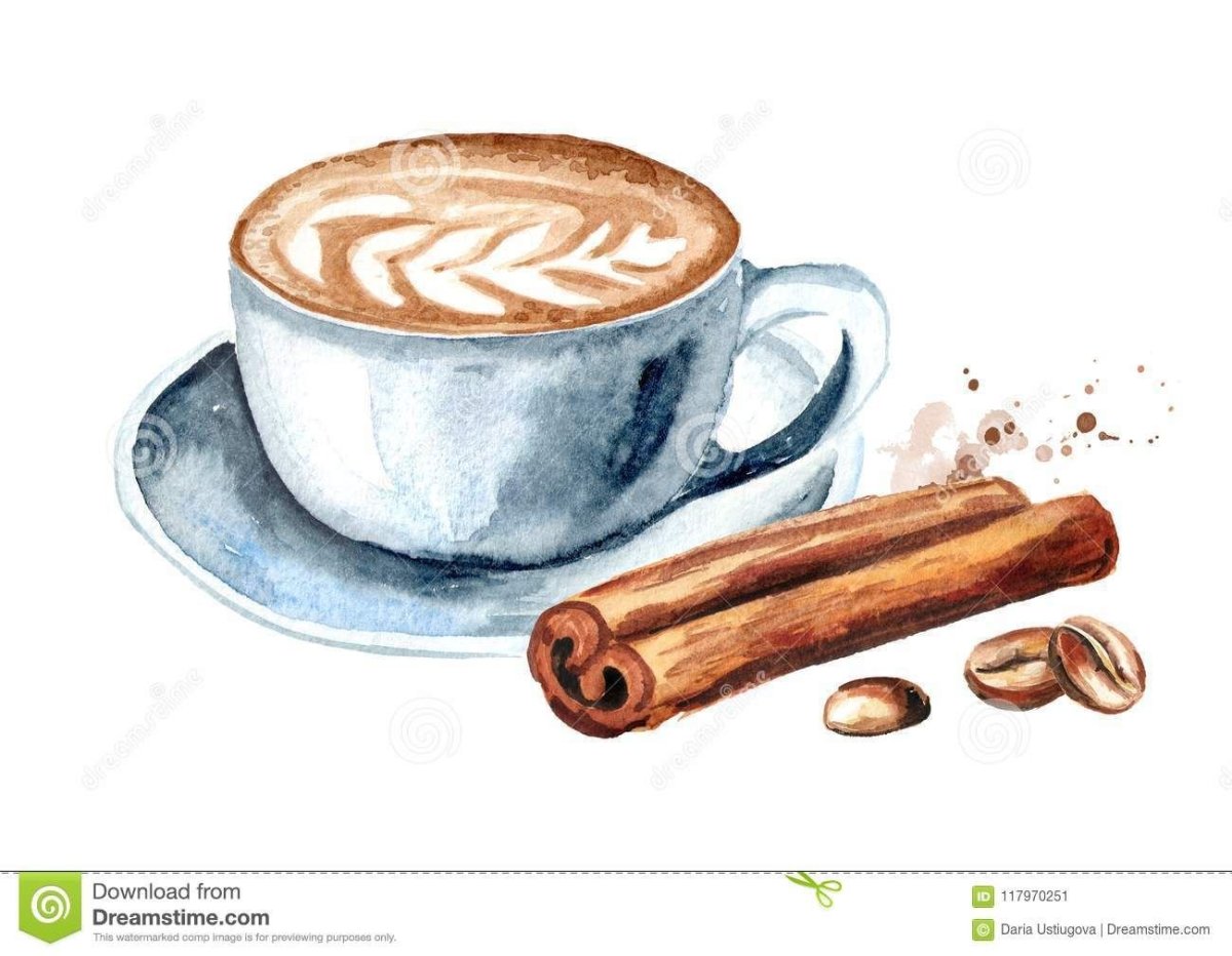 Кофе с корицей на белом фоне