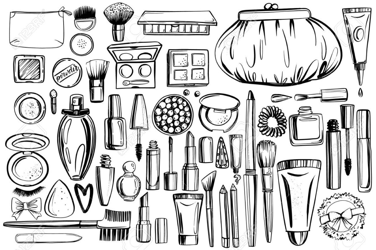 Стикеры черно белые косметика