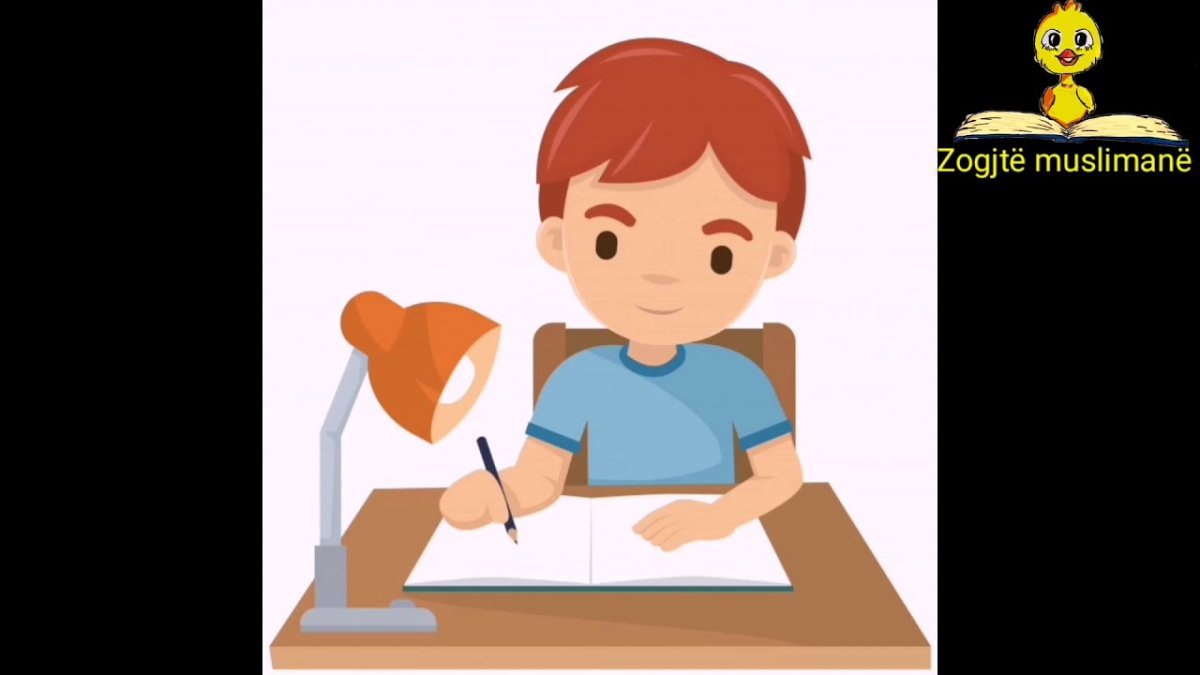 Ученик пишет мультяшный