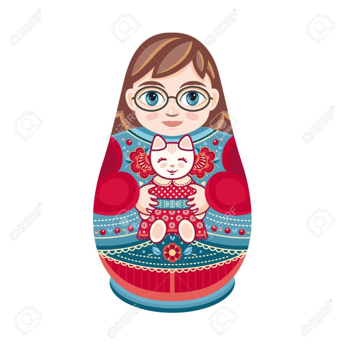 Матрешка одна на белом фоне