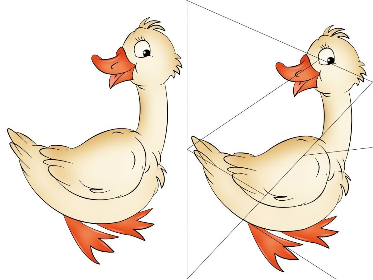 Гусь мультяшный на белом фоне