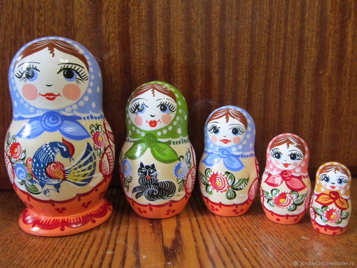 Матрешка Городецкая роспись