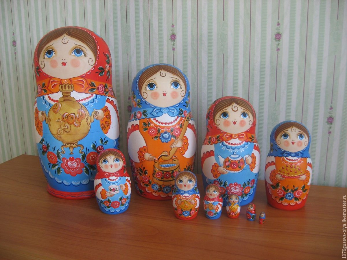 Доска Матрешка Городецкая роспись