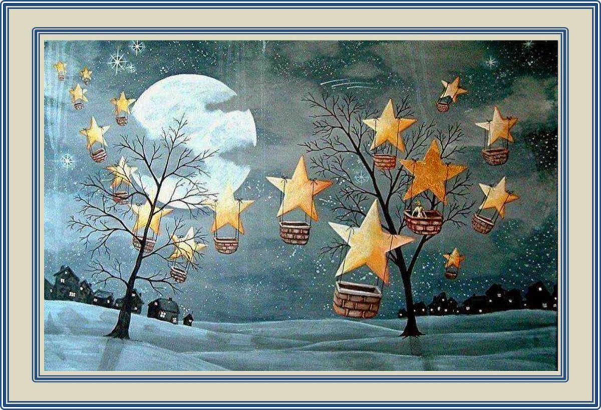 Зима деревня вечер