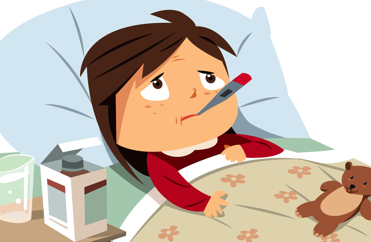 Карикатура больной в кровати