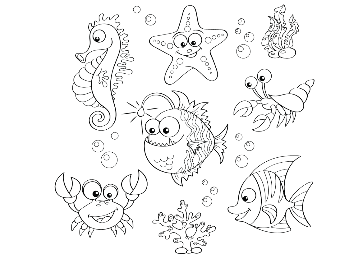 Раскраска "морские жители"