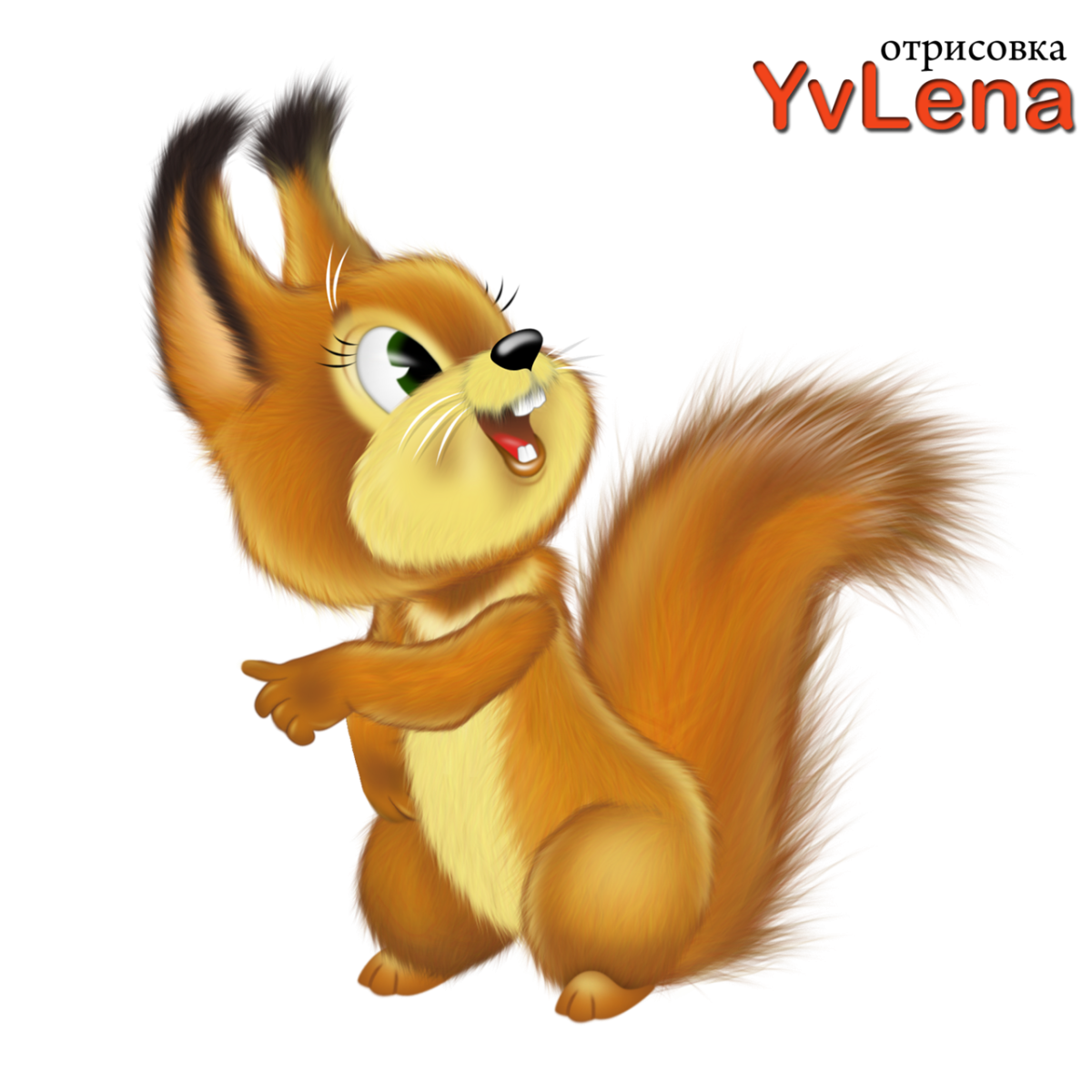 Белка на белом фоне для детей
