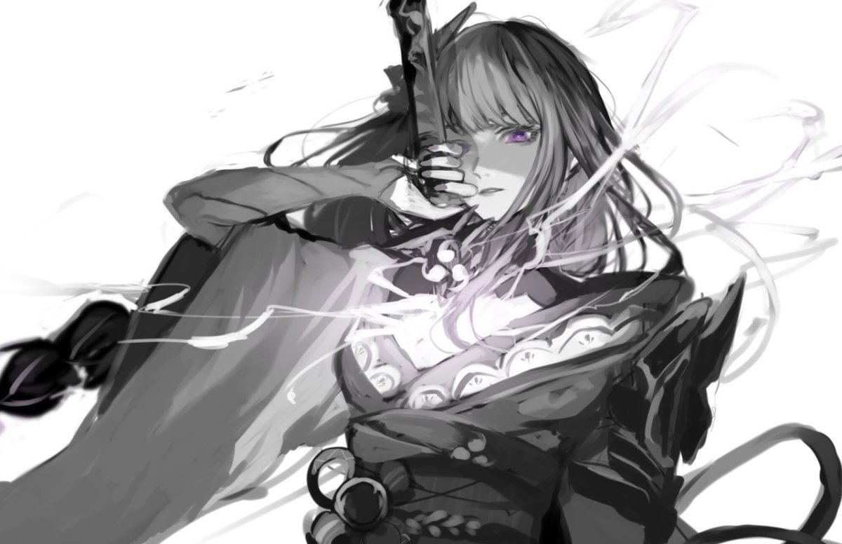 Чёрно белая Райден Геншин