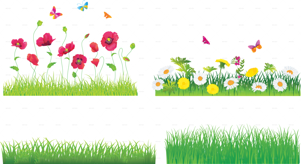 Трава с цветами бордюр