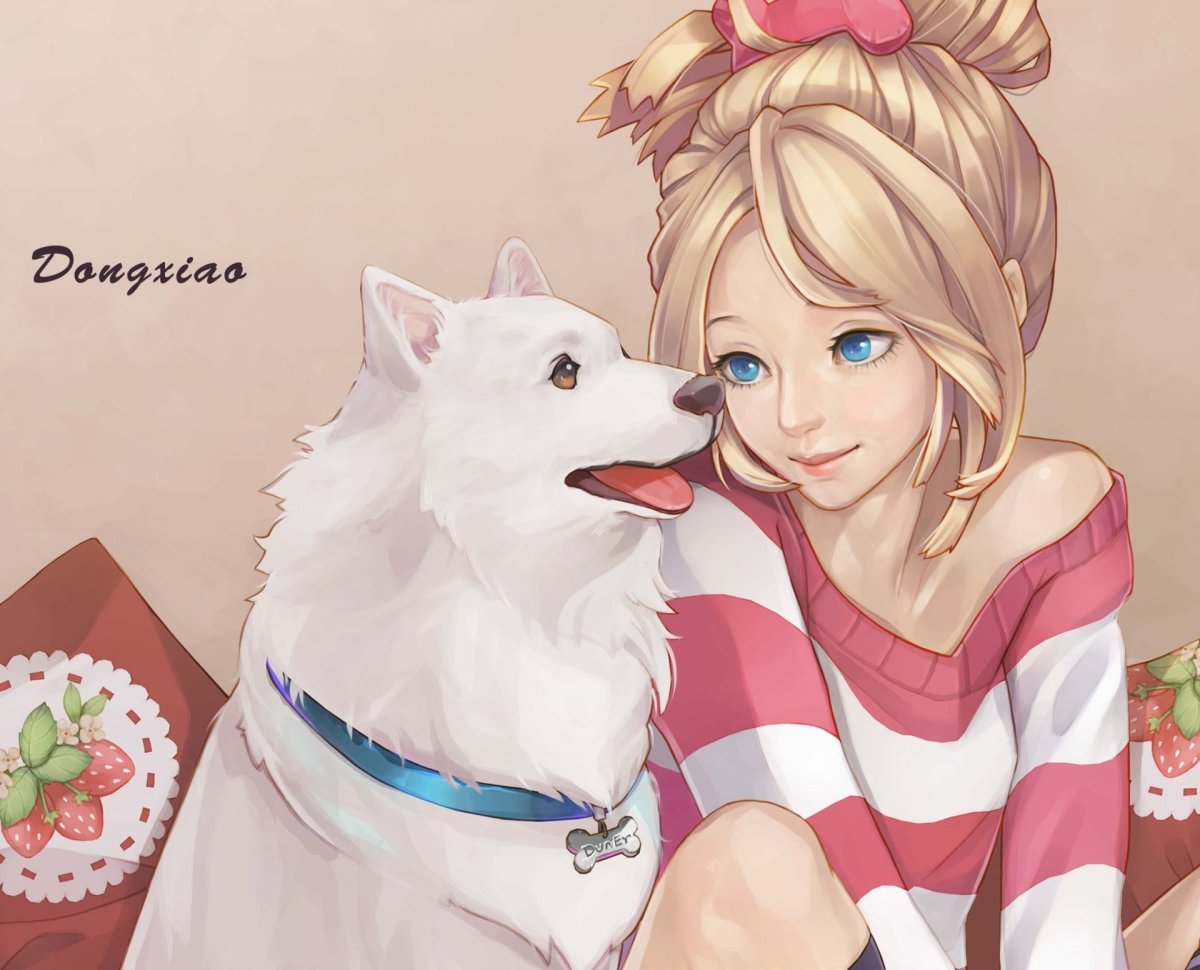 Девочка с собакой арт