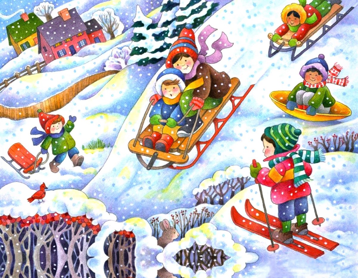 Пазл зимние развлечения