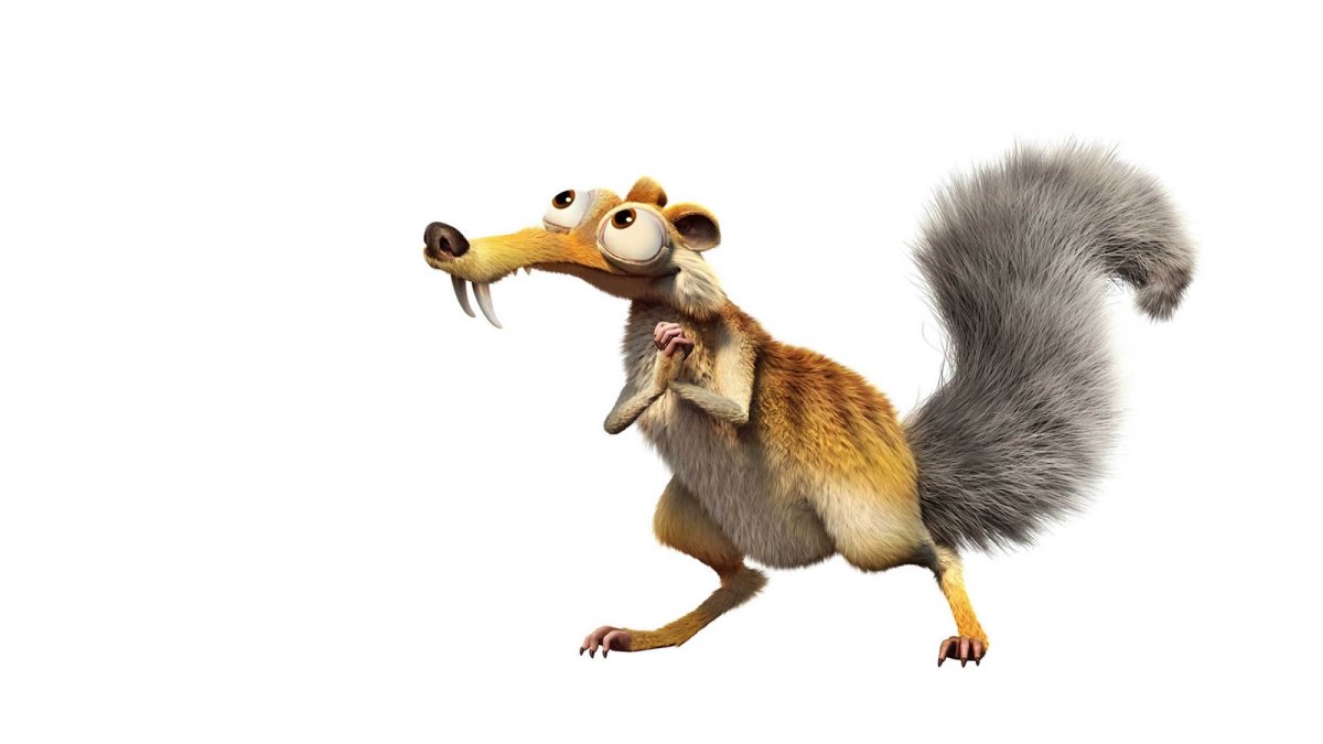 Белка из ледникового периода на белом фоне