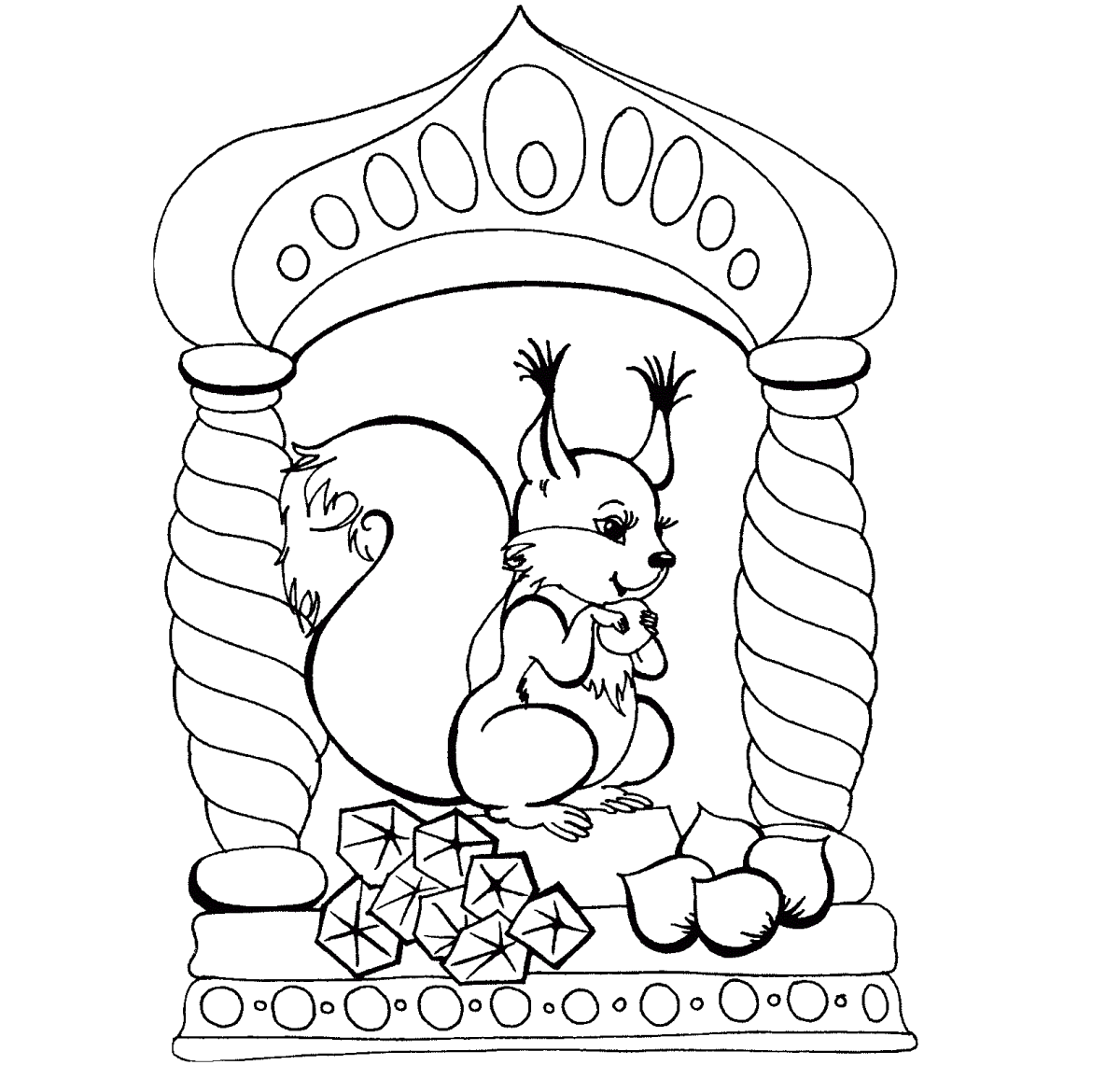 Белка с орешками из сказки о царе Салтане