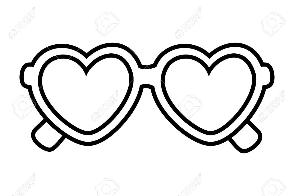 Очки сердечки шаблон