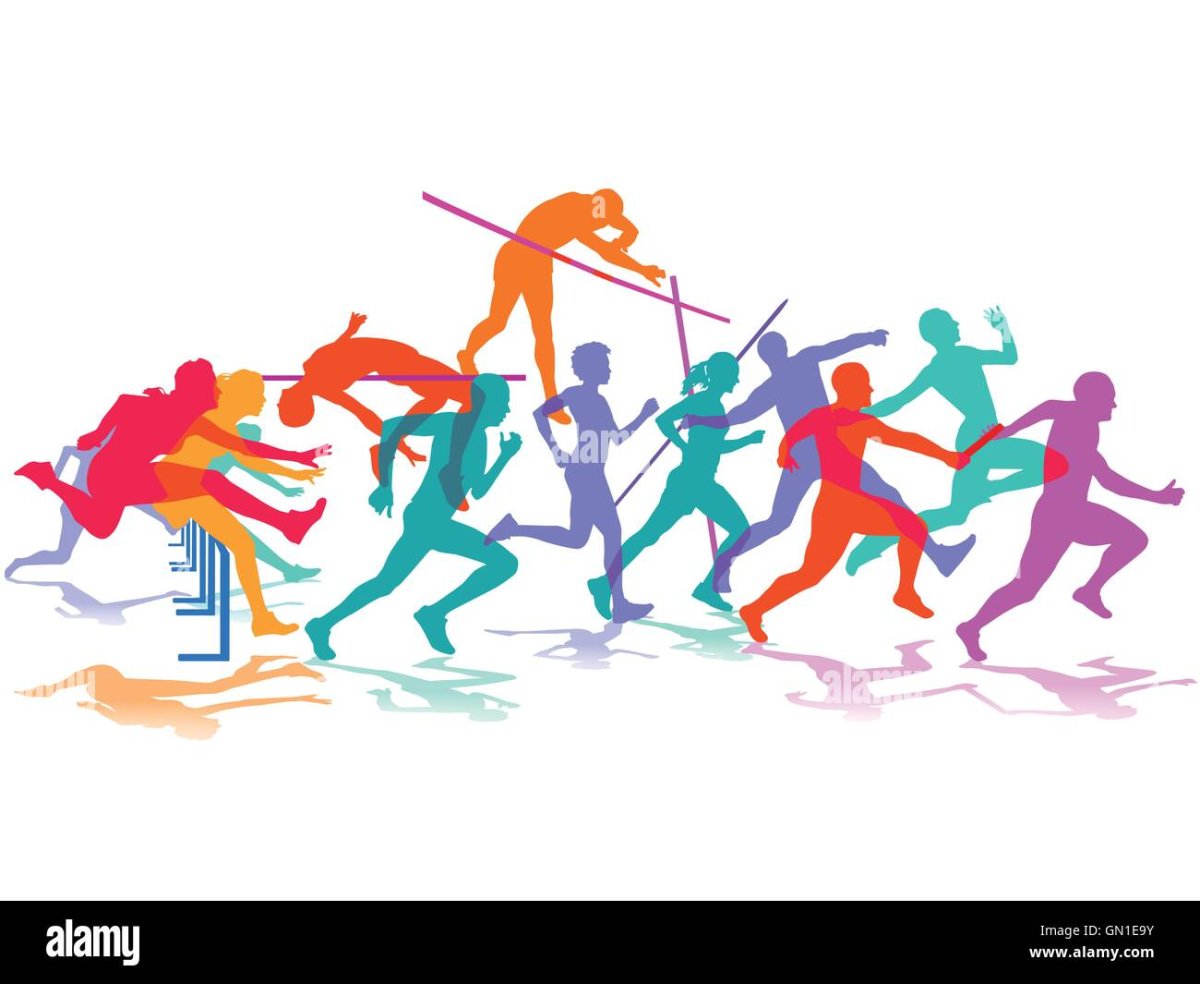 Спортивные соревнования на белом фоне