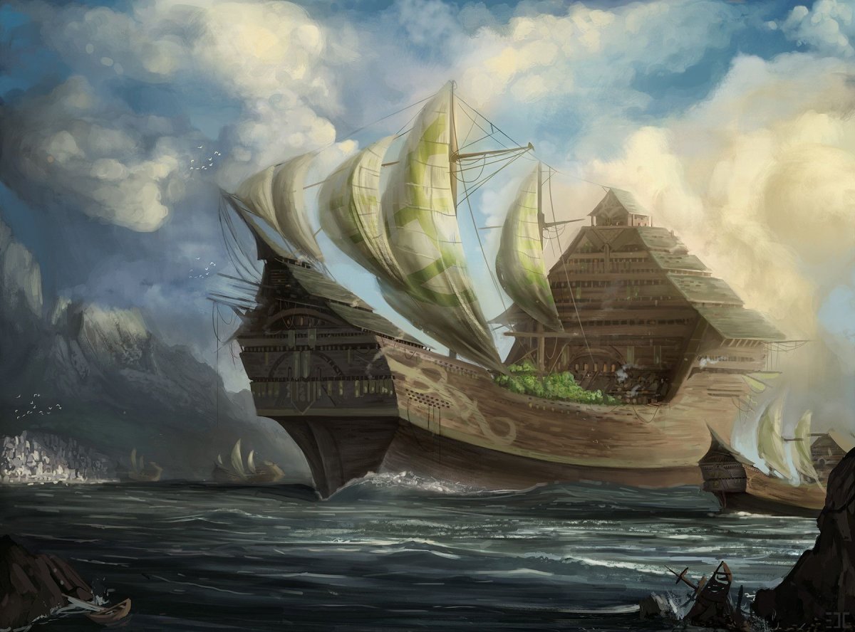 Галеон корабль фэнтези арт