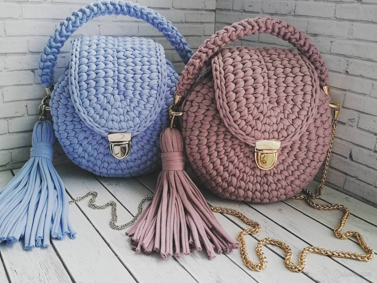 Вязаные сумки из трикотажной пряжи